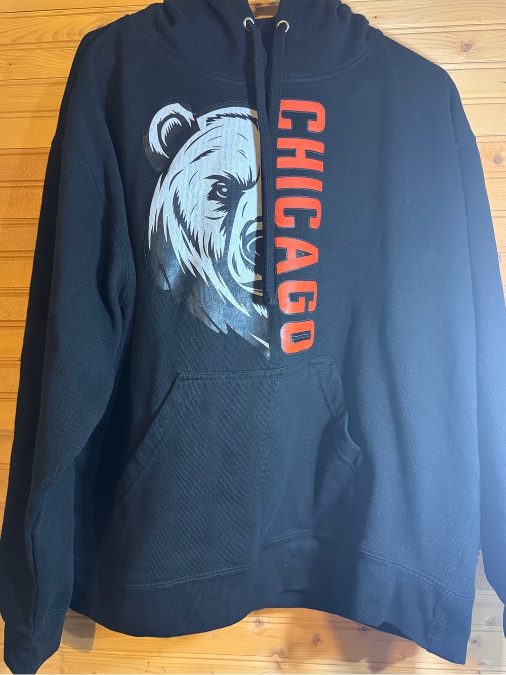 Chicago Bears Split Graphic Hoodie Black Mens XL - Custom Streetwear Fleece